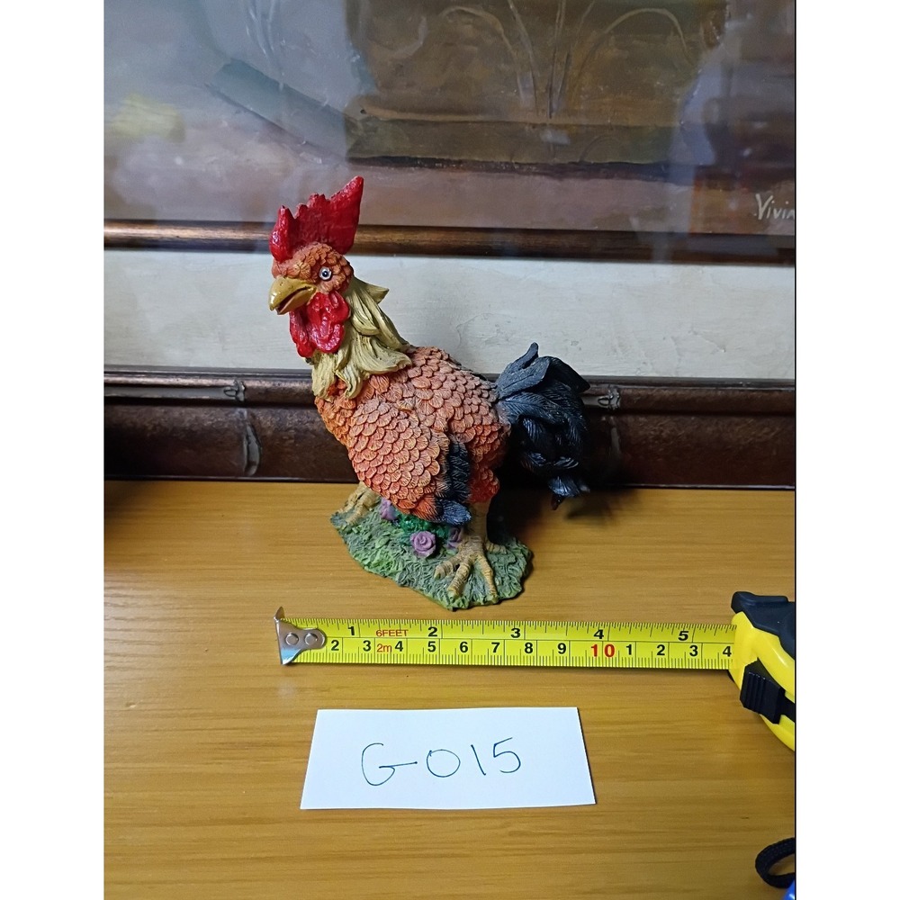 Vintage Farmhouse Resin Rooster Figurine Colorful Chicken Decor 5 Inch - Picture 2 of 4